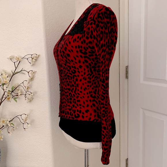 INC Animal Print Cardigan w/ Beaded Designs - Picture 10 of 13